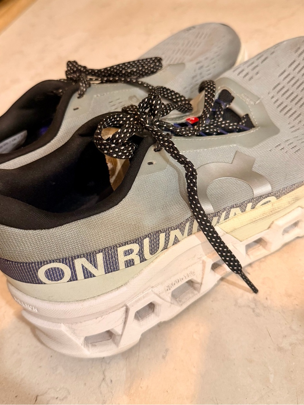 On Running Women's Cloud-Style Pale Green and White Athletic Sneakers